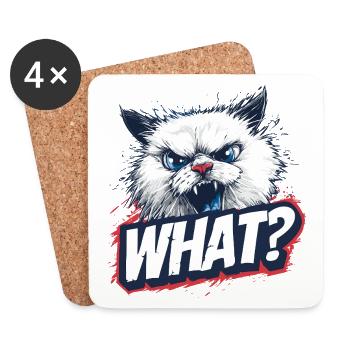 Angry Cat – Quoi ? Concevoir - Dessous de verre (lot de 4) - blanc - Devant