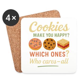 Chemise Cookies Make You Happy pour les boulangers et les bonbons - Dessous de verre (lot de 4) - blanc - Devant