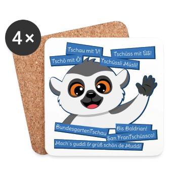 Panda Grüße: The Art of Tschau (Mundart) - Untersetzer (4er-Set) - Weiß - Vorne