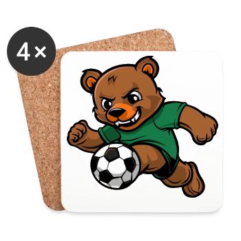 Bär Fußball - Untersetzer (4er-Set) - Weiß - Vorne