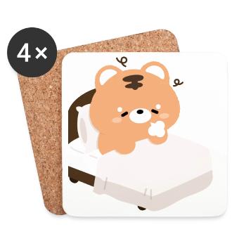 Sleepy Tired Tiger - Coasters (set of 4) - white - Front