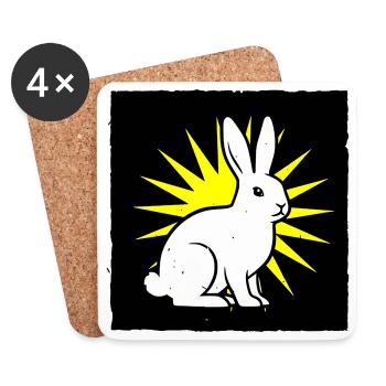 Cool bunny in punk rock & pop art style - Coasters (set of 4) - white - Front