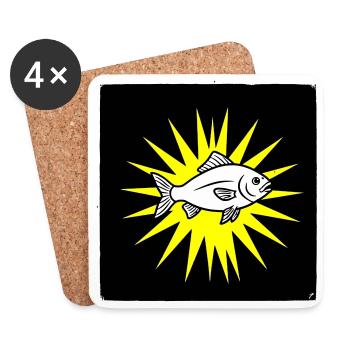 Des poissons cool dans le style punk rock et pop art - Dessous de verre (lot de 4) - blanc - Devant