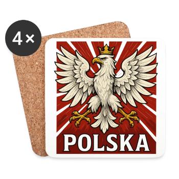 Polska Adler weiß rot Geschenk Polen - Untersetzer (4er-Set) - Weiß - Vorne