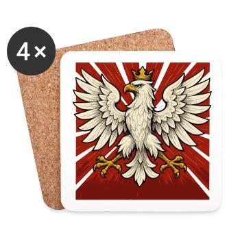 Polen Polska Adler Flagge Fahne episch Geschenk - Untersetzer (4er-Set) - Weiß - Vorne