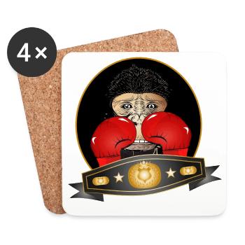Boxender Schimpanse – Lustiges Champion Motiv - Untersetzer (4er-Set) - Weiß - Vorne