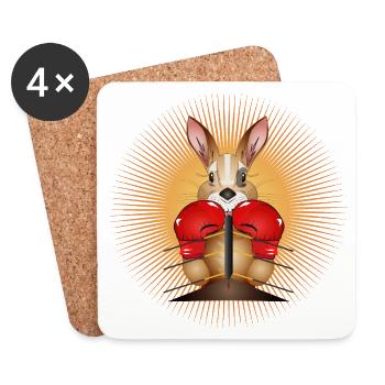 Boxing Kangaroo – Funny Boxer Motif - Coasters (set of 4) - white - Front