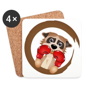 Motif boxeur suricate – Champion de boxe mignon - Dessous de verre (lot de 4) - blanc - Devant