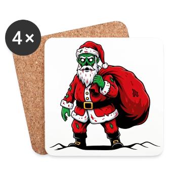 Weihnachtsmann Gruselig Horror Zombie Untot Weihna - Untersetzer (4er-Set) - Weiß - Vorne