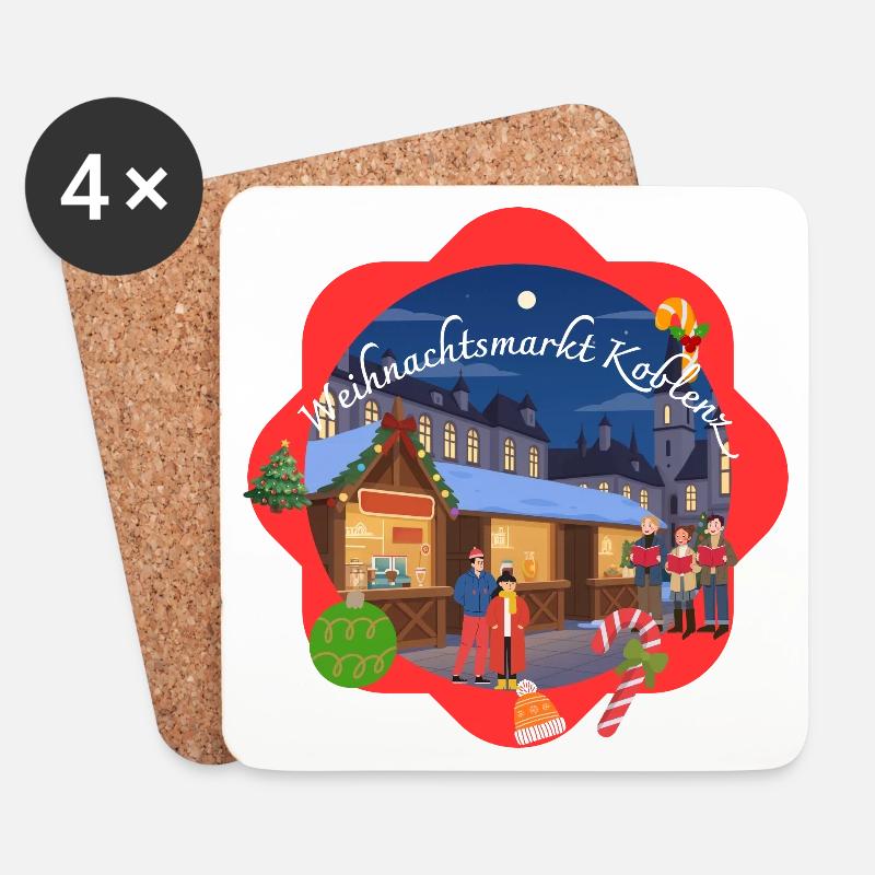 Weihnachtsmarkt Koblenz  - Untersetzer (4er-Set) - Weiß