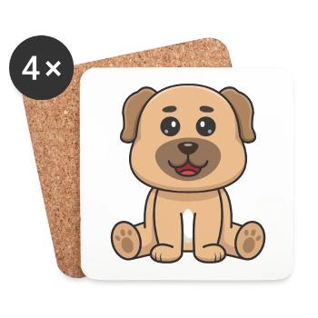 Chien mignon - Dessous de verre (lot de 4) - blanc - Devant