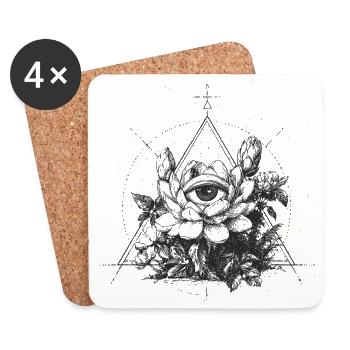 oeil dans le signe de fleur triangulaire - Dessous de verre (lot de 4) - blanc - Devant