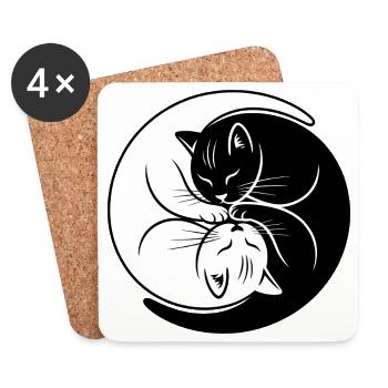 Yin-Yang Katzen Schwarz Weiß Harmonie Symbol - Untersetzer (4er-Set) - Weiß - Vorne