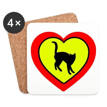 Chat - Dessous de verre (lot de 4) - blanc - Devant