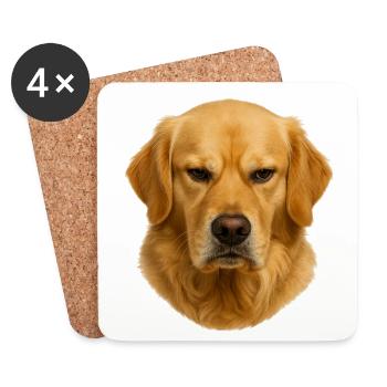 Golden Retriever Kopfporträt - Untersetzer (4er-Set) - Weiß - Vorne