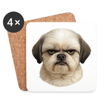 Pug Kopf Portrait Charme |  Shih Tzu - Untersetzer (4er-Set) - Weiß - Vorne