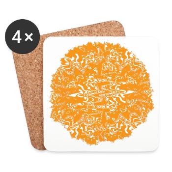Orangen Kreisornament - Untersetzer (4er-Set) - Weiß - Vorne