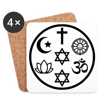 Symbole interreligieux de paix | Religions - Dessous de verre (lot de 4) - blanc - Devant