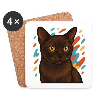 Burmese cat with colorful background - Coasters (set of 4) - white - Front