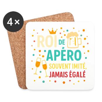 Roi de l'Apéro Inimitable - Dessous de verre (lot de 4) - blanc - Devant