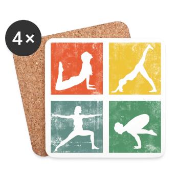 Exercices de yoga Yogini Méditation Fitness Cadeau - Dessous de verre (lot de 4) - blanc - Devant