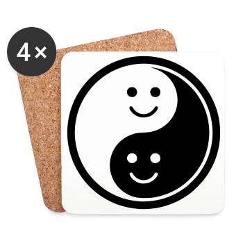 Yin Yang mit Smileys | Positive Balance Symbol - Untersetzer (4er-Set) - Weiß - Vorne