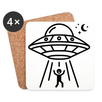 Enlèvement d’OVNI | Conception extraterrestre amusante - Dessous de verre (lot de 4) - blanc - Devant