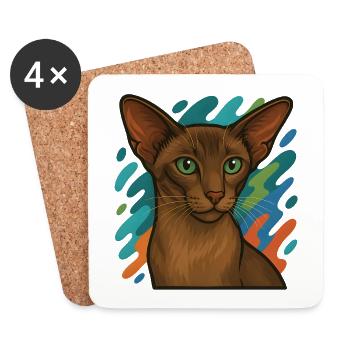 Oriental Shorthair Cat Illustration - Coasters (set of 4) - white - Front