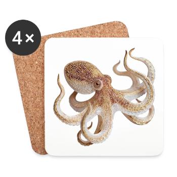 Oktopus Netzmuster – Maritimer Stil - Untersetzer (4er-Set) - Weiß - Vorne