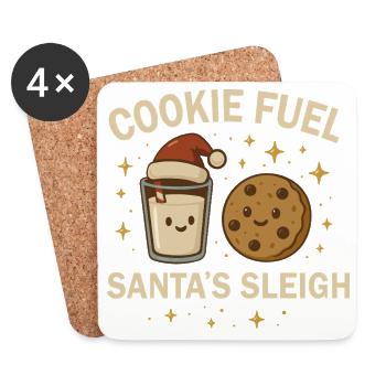 Équipe de pâtisserie de Noël - Biscuit et lait de Noël - Dessous de verre (lot de 4) - blanc - Devant