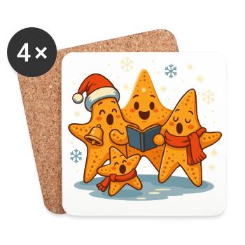 Weihnachten singende Seesterne Maritim - Untersetzer (4er-Set) - Weiß - Vorne