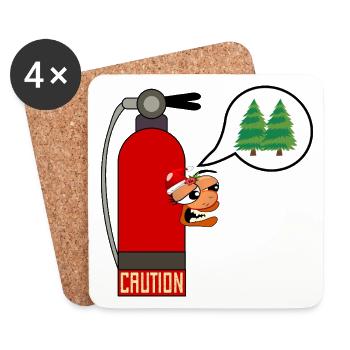 ATTENTION FEU DE SAPIN DE NOËL - Dessous de verre (lot de 4) - blanc - Devant