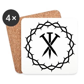 Trois clous + couronne d’épines - Dessous de verre (lot de 4) - blanc - Devant
