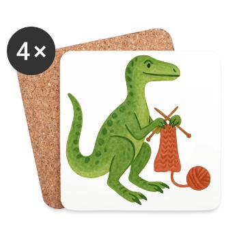 Dino Knits Artisanat douillet - Dessous de verre (lot de 4) - blanc - Devant
