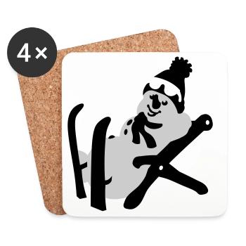 Bonhomme de neige - Dessous de verre (lot de 4) - blanc - Devant