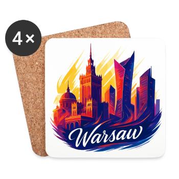 Varsovie, magnifique capitale, Pologne, Polska, Gesche - Dessous de verre (lot de 4) - blanc - Devant
