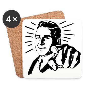 Homme pointeur - Dessous de verre (lot de 4) - blanc - Devant