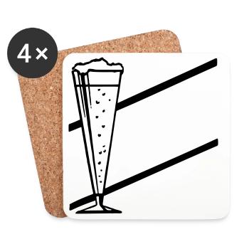 verre de bar - Dessous de verre (lot de 4) - blanc - Devant