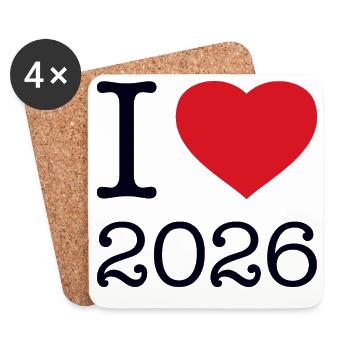 I love 2026 - Untersetzer (4er-Set) - Weiß - Vorne