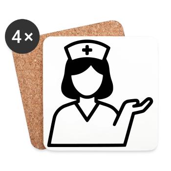 Nurse Icon | Care with heart - Coasters (set of 4) - white - Front