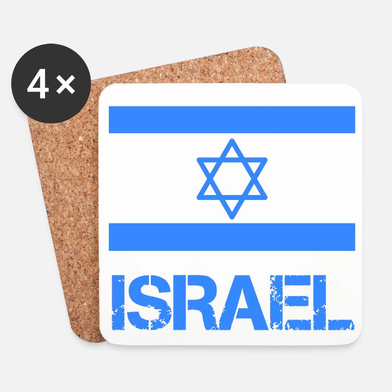 Flagge Israels mit Davidstern - Untersetzer (4er-Set) - Weiß