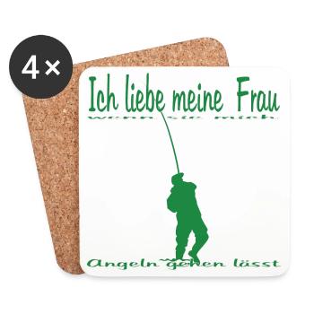 Angler with fishing rod - Coasters (set of 4) - white - Front