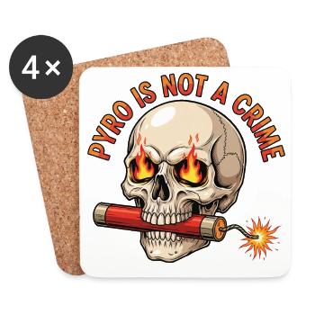 Crâne enflammé avec fusible Pyro Réveillon du Nouvel An - Dessous de verre (lot de 4) - blanc - Devant