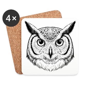 Owl - Coasters (set of 4) - white - Front