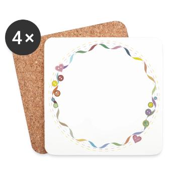 Cadre brodé – Motif créatif de travaux d’aiguille - Dessous de verre (lot de 4) - blanc - Devant