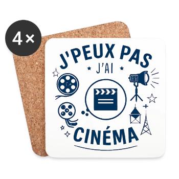 J'peux pas j'ai cinéma - Dessous de verre (lot de 4) - blanc - Devant