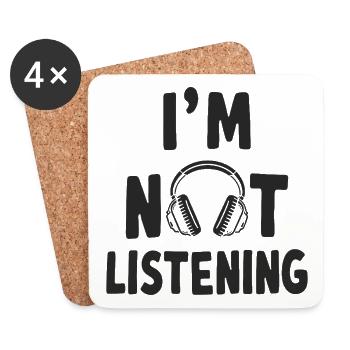 Je n’écoute pas de musique casque d’écoute - Dessous de verre (lot de 4) - blanc - Devant