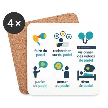 Verspieltes grafisches Padel - Untersetzer (4er-Set) - Weiß - Vorne