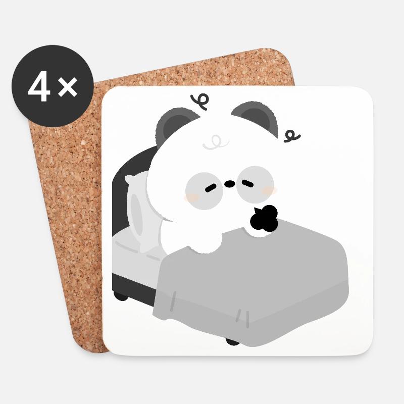 Müdes Panda-Bett - Untersetzer (4er-Set) - Weiß