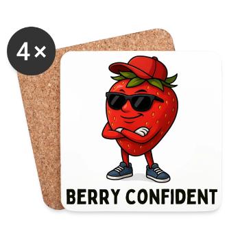 Strawberry Confident Caricature - Coasters (set of 4) - white - Front